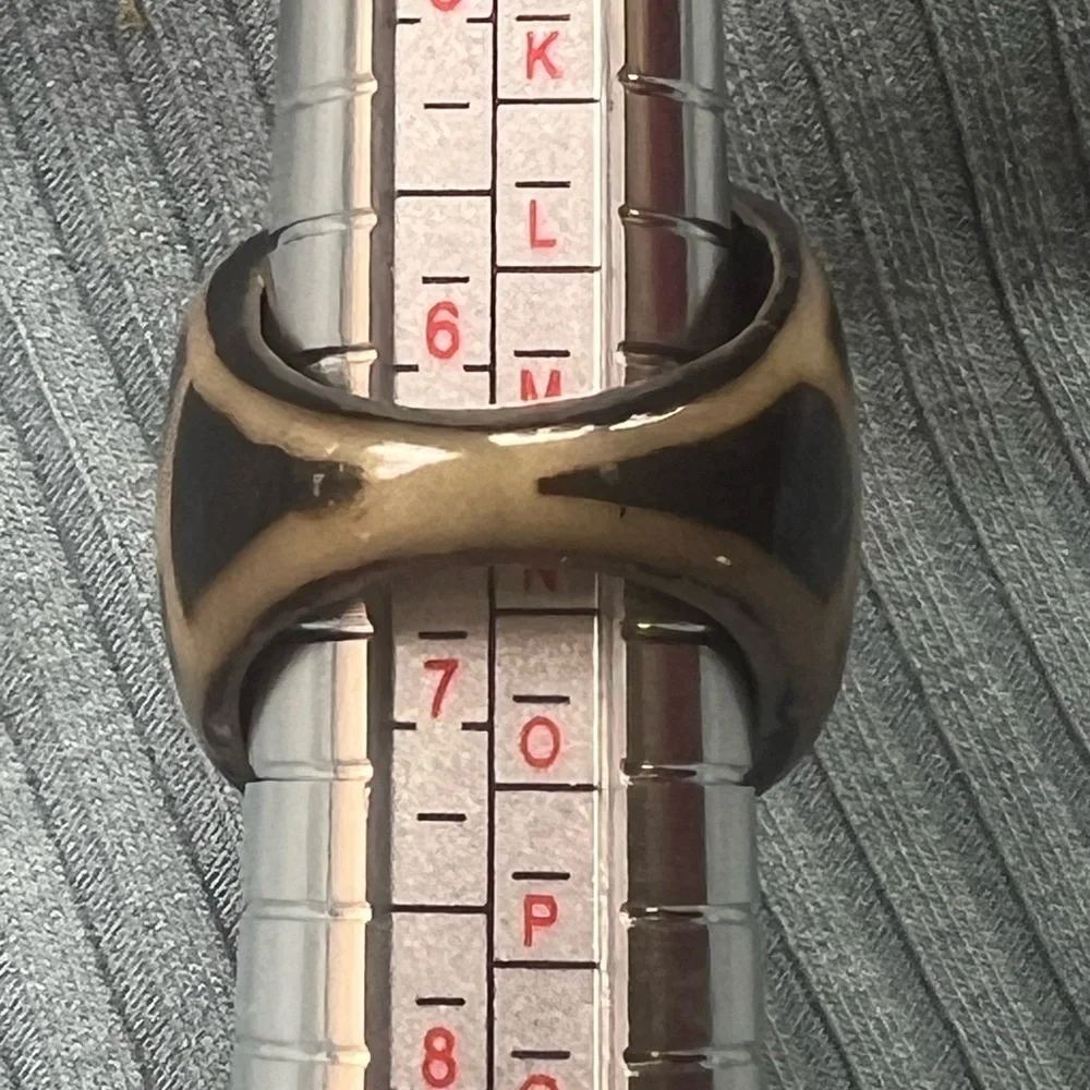 Brown and Tan Giraffe Print Resin Ring 6.5